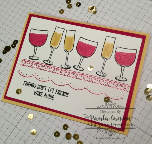 Make and Take card using the Mixed Drinks stamp set designed by Paula Cannon for www.vintageandfresh.com