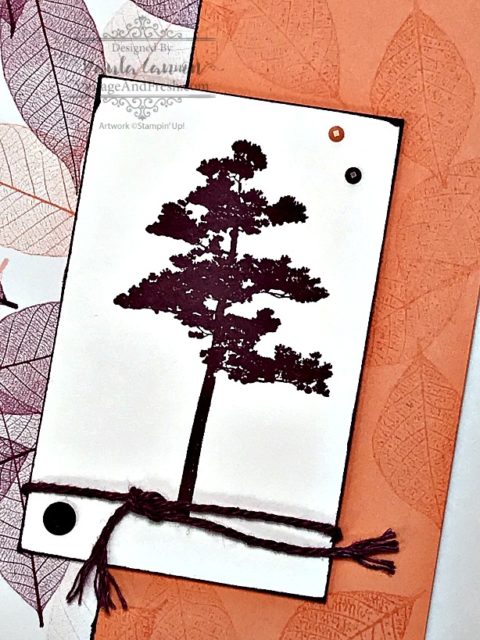 Detail of accents added to stepped up version of card design using Rooted in Nature by Stampin' Up!