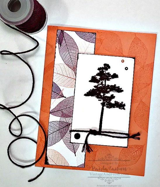 Stepped up card design with pattern and accents using Rooted in Nature by Stampin' Up!