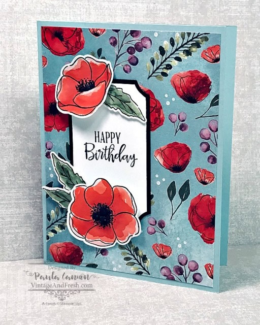 A Painted Poppies Birthday Card - Vintage & Fresh