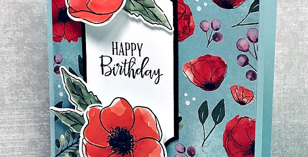 A Painted Poppies Birthday Card - Vintage & Fresh