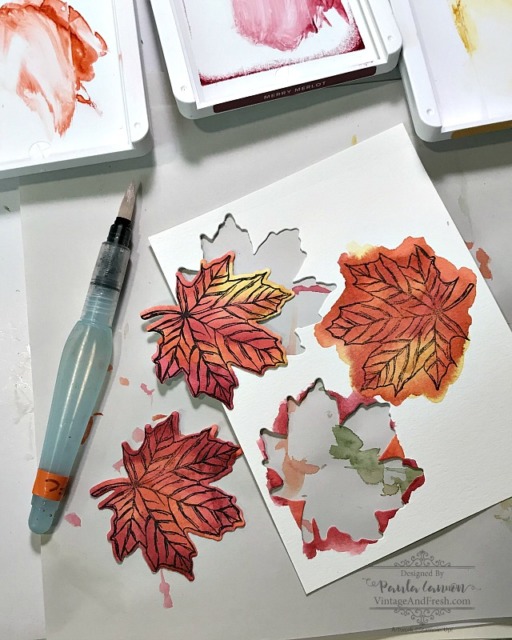 photo showing how to use inks to watercolor stamped images