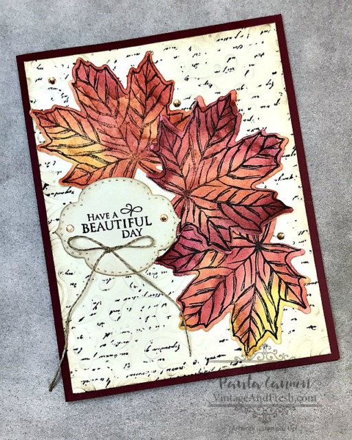 vintage style card using embossing and stamping with Stampin' Up! products
