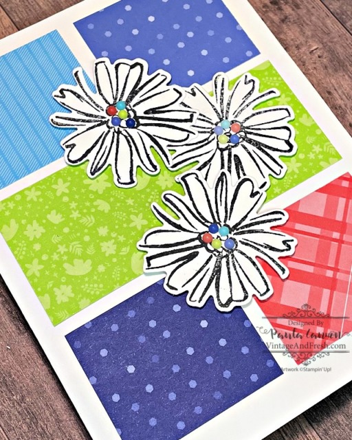 Detail of 2022-2024 In Color card by Paula Cannon with Color and Contour stamp set from Stampin' Up! and In Color Matte Dots.