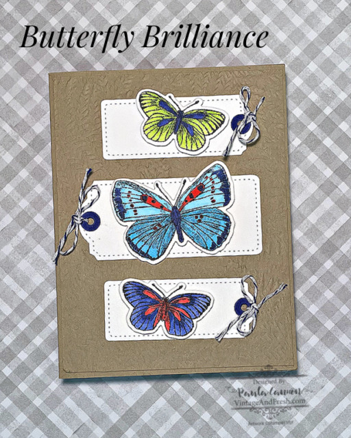 Card designed by Paula Cannon using Stampin' Up! Butterfly Brilliance stamp. Colored with Stampin' Blends in the 2022-2024 In Colors.