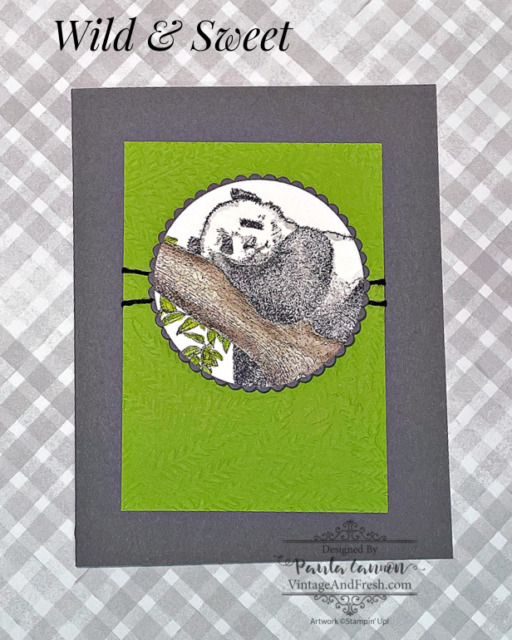 Watercolor panda from Wild and Sweet on a card designed by Paula Cannon.